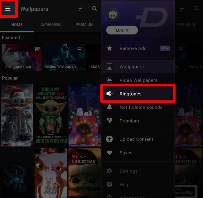 Chọn mục “Ringtones” để cài nhạc chuông điện thoại