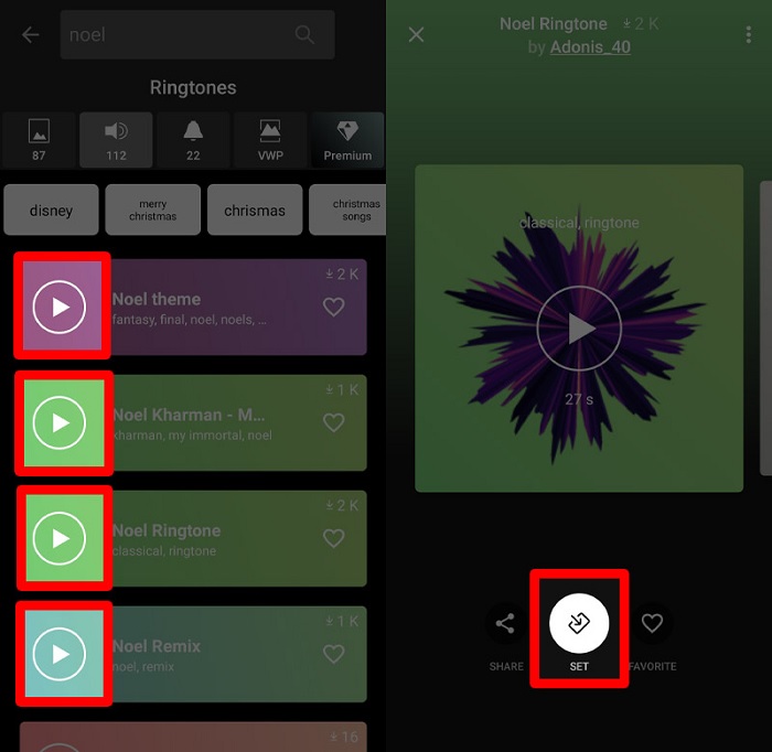 Nhấn vào nút SET để cài đặt