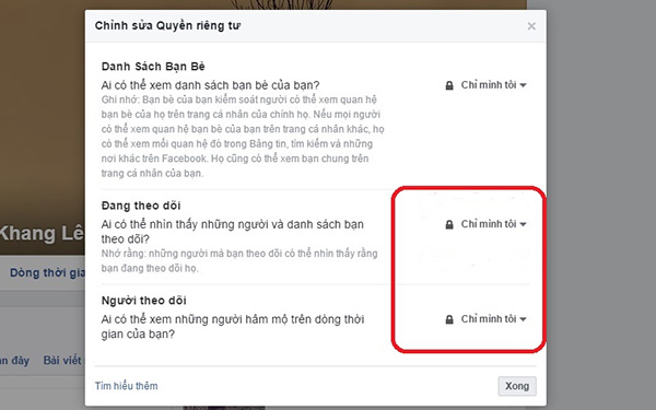 Cách tắt theo dõi trên Facebook (2)