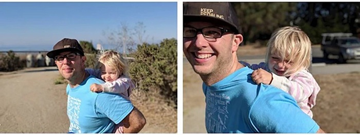 Ảnh chụp trước và sau khi đến gần chủ thể