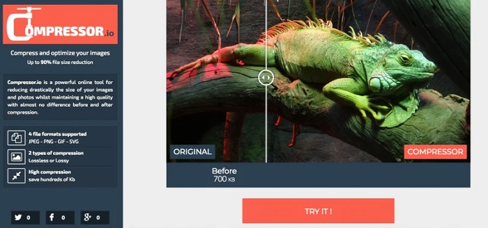 Giao diện website Compressor.io
