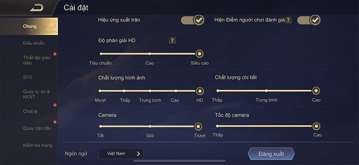 Cấu hình setup khi chơi Liên Quân