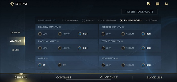 Cấu hình setup trong game Liên Minh Tốc Chiến