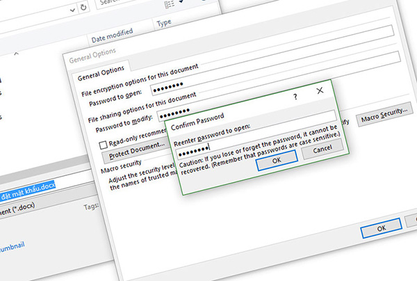 Cách đặt mật khẩu cho file Word 2007 trở đi