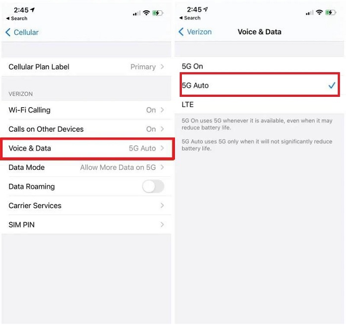 Kiểm tra kết nối 5G