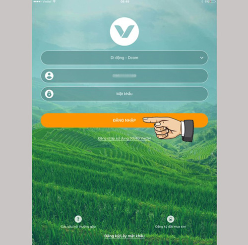 Đăng nhập vào ứng dụng My Viettel