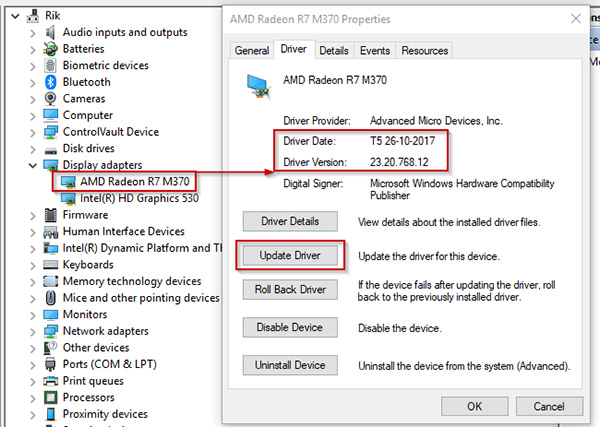 Vô hiệu hóa driver card đồ họa cũ và tải bản mới nhất xử lý Win 10 chạy chậm
