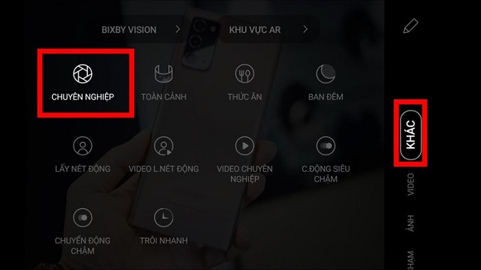 Kích hoạt chế độ chụp chuyên nghiệp