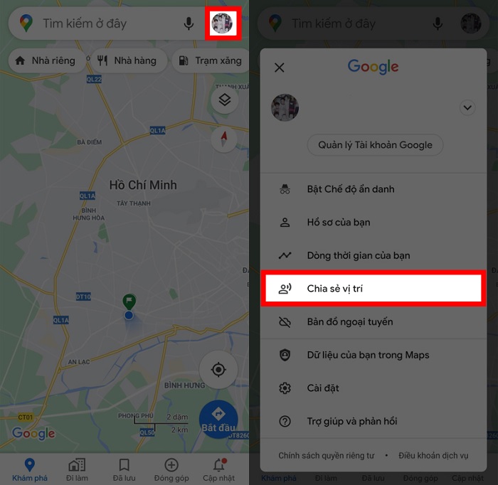 Chia sẻ vị trí với bạn bè