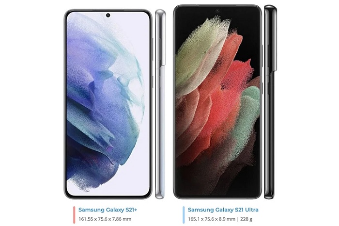 Kích thước Galaxy S21 Ultra và Galaxy S21+