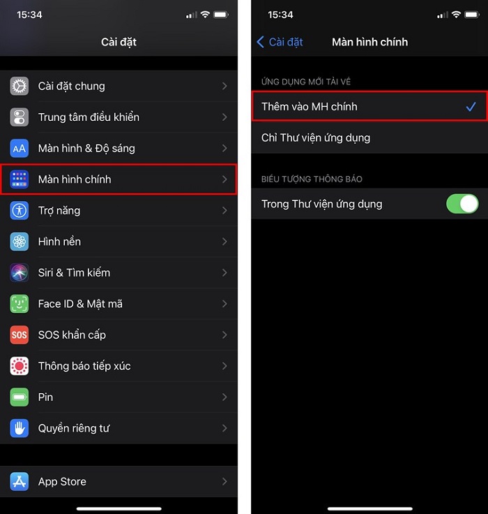 Không thêm ứng dụng mới vào App Library