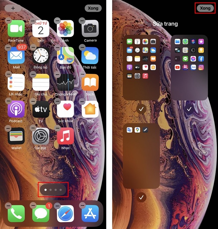 Bỏ các trang màn hình chính