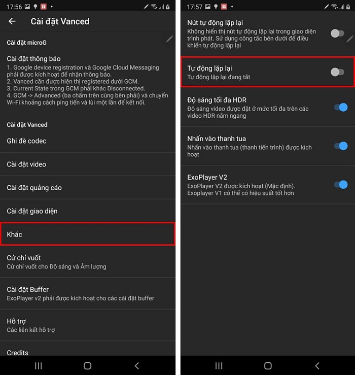 Phát video tự động lặp lại