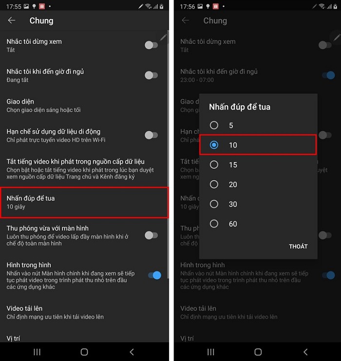 Tùy biến thời gian tua