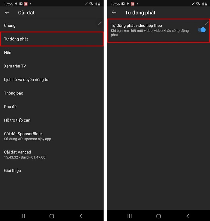 Dễ dàng cài đặt tự động phát video tiếp theo