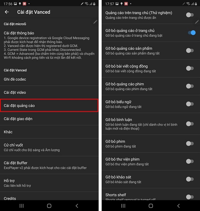 Cài đặt quảng cáo, gỡ bỏ quảng cáo dễ dàng