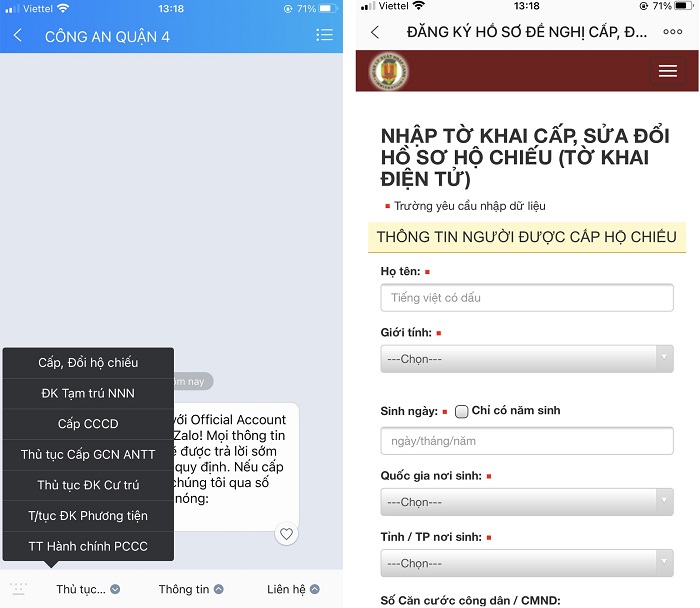 Nhập thông tin đăng ký cấp hộ chiếu phổ thông