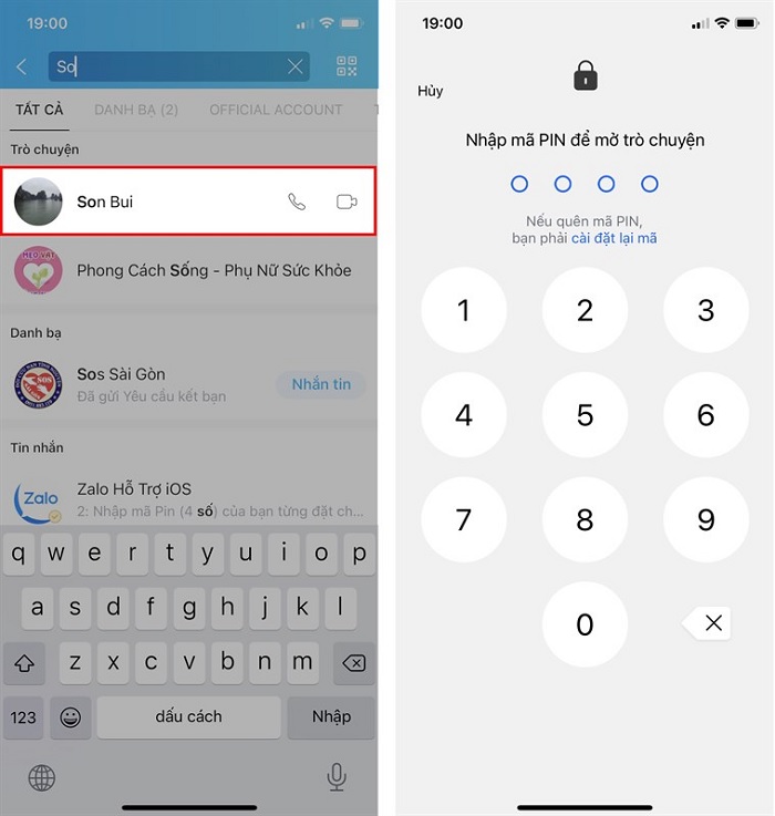Sau khi đã thực hiện việc ẩn tin nhắn trên Zalo