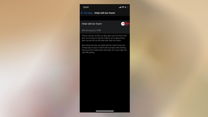 Bật tính năng nhận dạng âm thanh