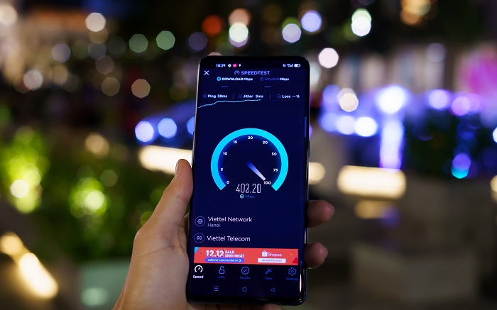 Speed test mạng 5G Viettel