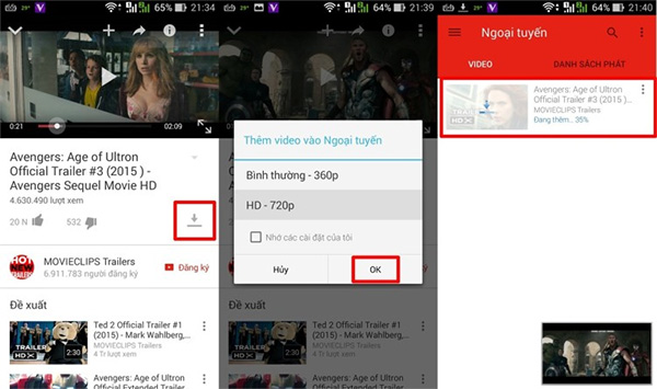 Cách xem YouTube Offline Android