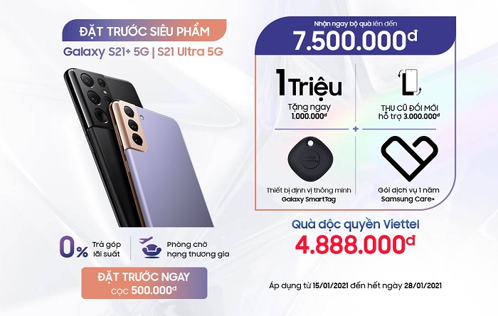 Đặt trước Samsung Galaxy S21+ 5G nhận ưu đãi hấp dẫn chỉ có tại Viettel Store