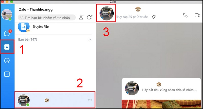 Chọn ảnh đại diện để lấy số điện thoại