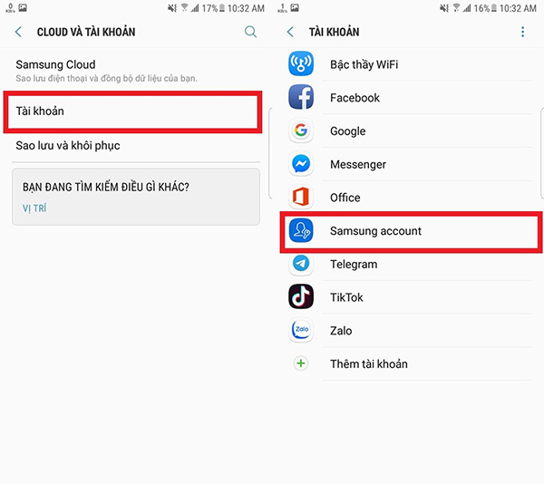 Cách thoát tài khoản Samsung Account (1)
