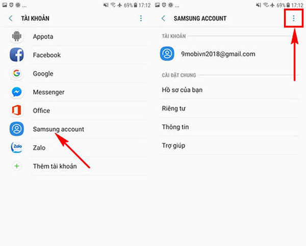 Cách xóa tài khoản Samsung account