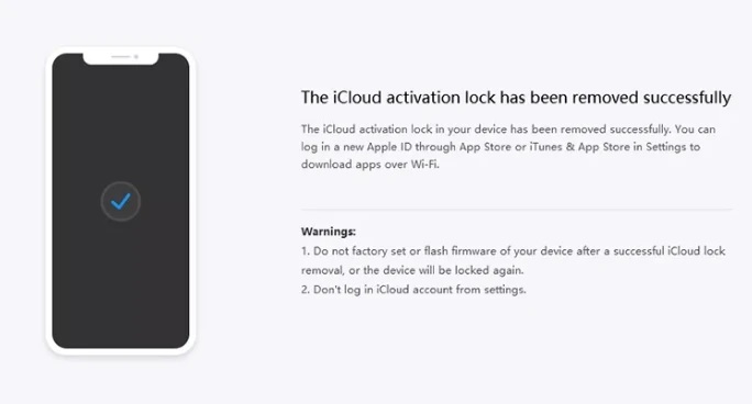 Mở khóa iCloud hoàn tất