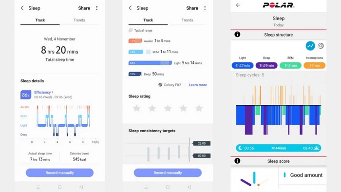Giao diện tính năng theo dõi giấc ngủ