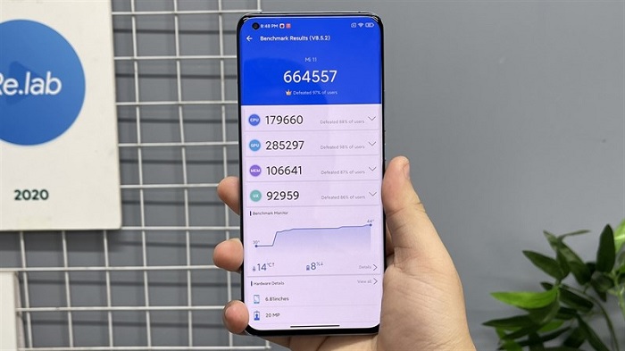 Điểm hiệu năng của Mi 11 qua phần mềm AnTuTu Benchmark