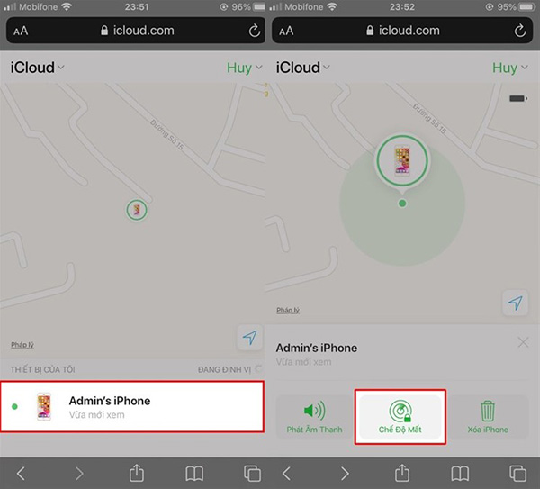 Chọn chế độ mất như trong hình