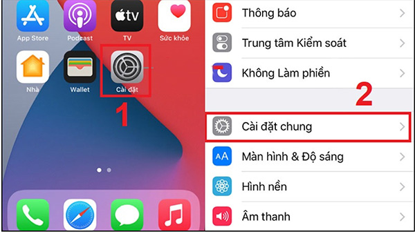 Chọn cài đặt chung