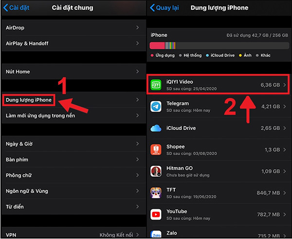 Kiểm tra các ứng dụng để xóa