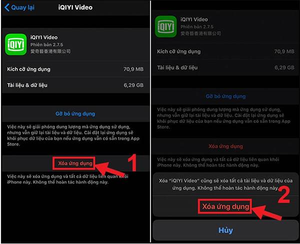 Chọn xóa ứng dụng không cần thiết
