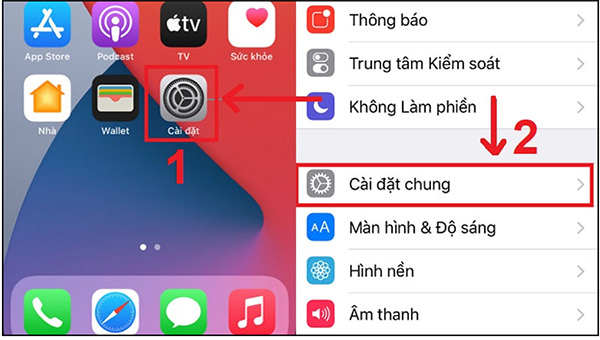 Chọn cài đặt chung