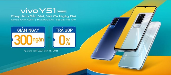 Mua Vivo Y51 giảm ngay 300.000 đồng cùng cơ hội trúng Trâu vàng tài lộc