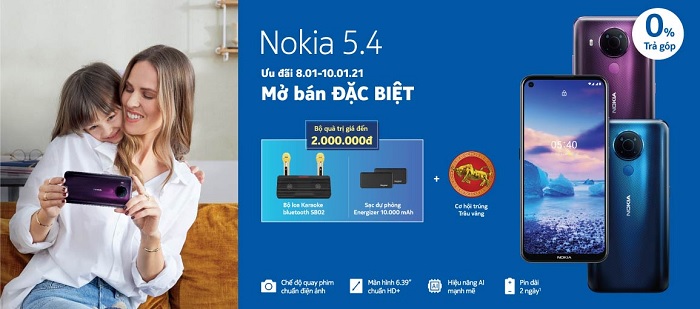 Nhận ngay bộ quà tặng đặc biệt khi mua Nokia 5.4 (số lượng có hạn)