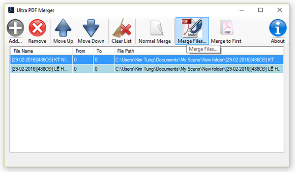 Phần mềm Ultra PDF Merger