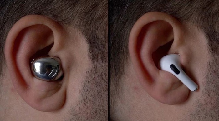 AirPods Pro vẫn áp dụng thiết kế với phần housing trong và không bịt kín toàn bộ vành tai như Galaxy Buds Pro
