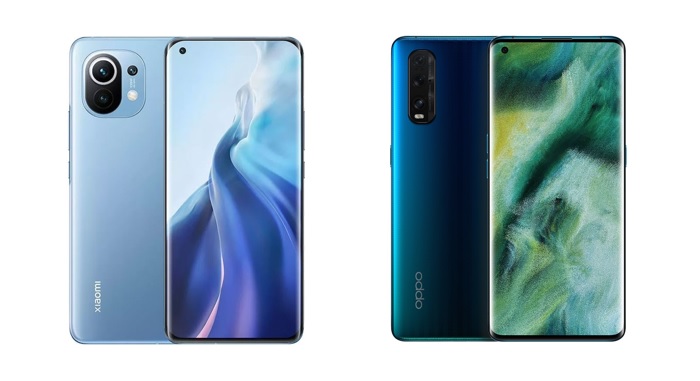 Khó xác định Xiaomi Mi 11 (bên trái) hay OPPO Find X2 (bên phải) có thiết kế bắt mắt hơn