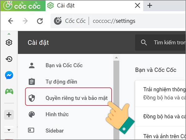 Cách tắt thông báo trên Cốc Cốc trong Cài đặt (1)
