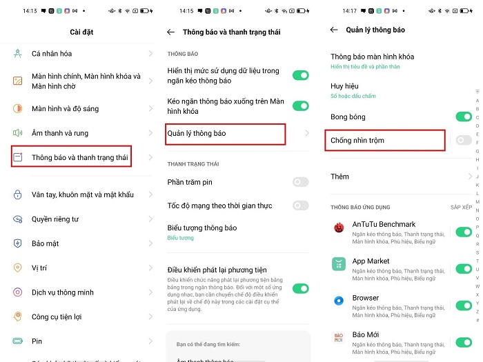 Cách bật tính năng chống nhìn trộm
