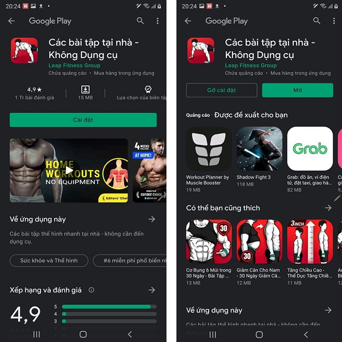 Ứng dụng Home workout - No equipments trên Google Play