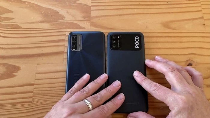 POCO M3 bên phải và Xiaomi Redmi 9T bên trái