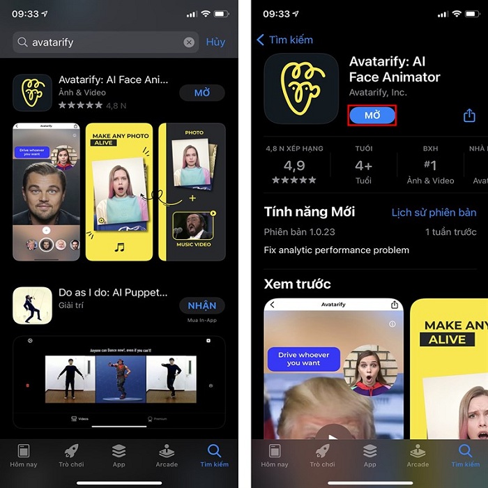 Ứng dụng Avatarify trên App Store