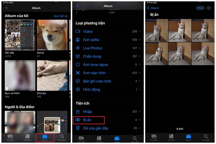 Chọn “Bị ẩn” là bạn có thể xem được hình ảnh hoặc video bị ẩn đi