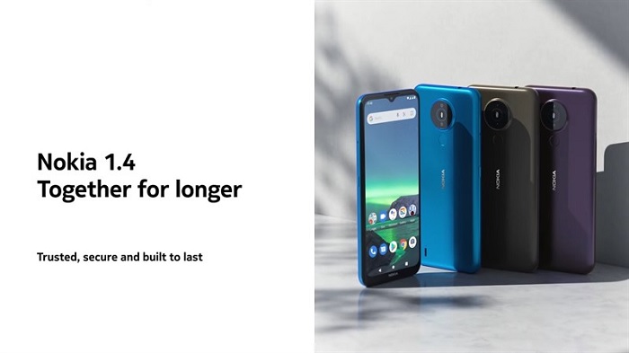 Nokia 1.4 nổi bật với mặt lưng sắc màu