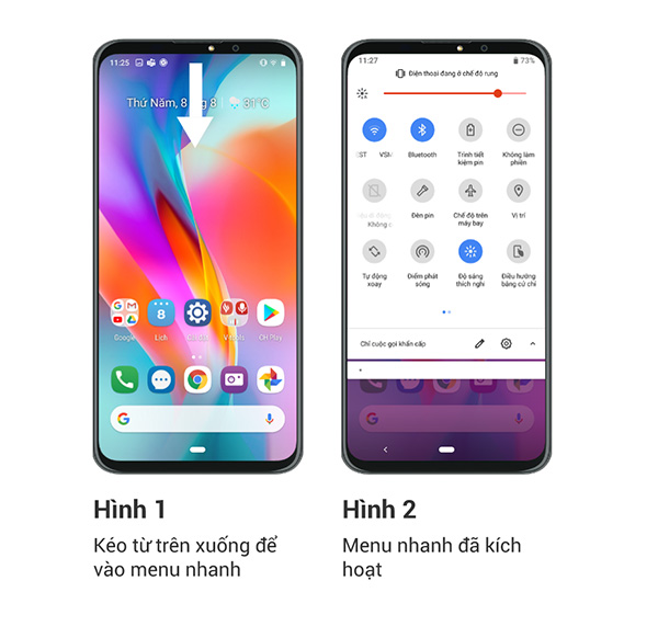 Sử dụng thanh trạng thái để chụp ảnh màn hình Vsmart